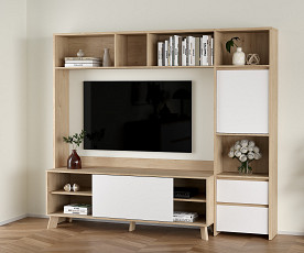 Tv element Next 01, Barva divji hrast, bela visoki sijaj, po naročilu