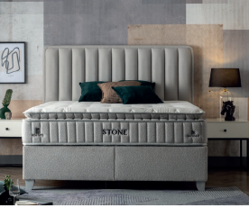 Boxspring postelja Nicca Komplet z dvižnim dnom, predalom in vzmetnico 180x200 , Barva siva