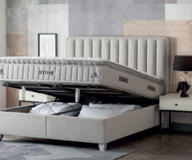Boxspring postelja Nicca Komplet z dvižnim dnom, predalom in vzmetnico 180x200 , Barva siva