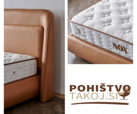 Boxspring postelja Nox, Komplet z dvižnim dnom, predalom in vzmetnico 120x200 , Barva konjak, po naročilu