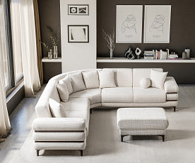 Sedežna garnitura Odesa Barva Bež, oreh leva ali desna postavitev/ VZMETENO, po naročilu