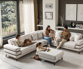 Sedežna garnitura Odesa Barva Bež, oreh leva ali desna postavitev/ VZMETENO, po naročilu