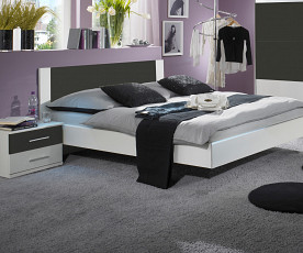 KOMPLET spalnica Palma, 160x200 z LETVENIM DNOM in VZMETNICO, Barva bela, grafitna, drsna