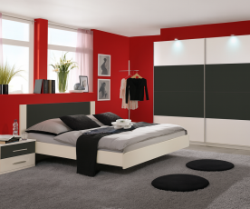 KOMPLET spalnica Palma, 180x200 z LETVENIM DNOM in VZMETNICO, Barva bela, grafitna, drsna, po naročilu