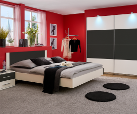 KOMPLET spalnica Palma, 160x200 z LETVENIM DNOM in VZMETNICO, Barva bela, grafitna, drsna, po naročilu