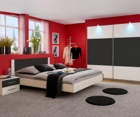 KOMPLET spalnica Palma, 160x200 z LETVENIM DNOM in VZMETNICO, Barva bela, grafitna, drsna, po naročilu