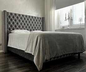 Boxspring postelja Pandora, Komplet z dvižnim dnom, predalom in vzmetnico 180x200 , Barva siva