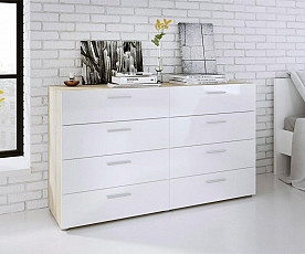 Predalnik Pariz 06 Barva Hrast, bela visoki sijaj