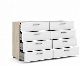 Predalnik Pariz 06 Barva Hrast, bela visoki sijaj