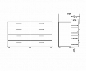 Predalnik Pariz 06 Barva Hrast, bela visoki sijaj