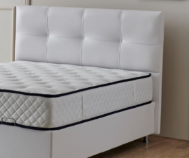 Boxspring postelja Perla, Komplet z dvižnim dnom, predalom in vzmetnico 140x200 , Barva bela
