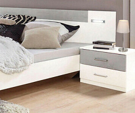 KOMPLET spalnica Porto 180x200 z LETVENIM DNOM in VZMETNICO, Barva hrast, bela klasik