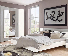 Komplet spalnica Porto 160x200, Barva bela, siva klasik