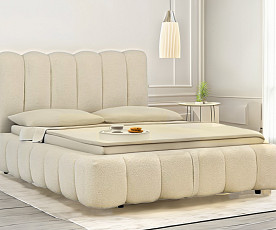 Boxspring postelja Pouf , Komplet z dnom in vzmetnico 160x200, Barva bež