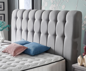 Boxspring postelja Pouf Komplet z dvižnim dnom, predalom in vzmetnico 180x200 , Barva siva, po naročilu