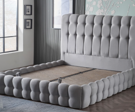 Posteljni okvir Pouf 180x200 z dvižnim dnom in predalom, Barva Siva, po naročil