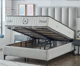 Boxspring postelja Prada Komplet z dvižnim dnom, predalom in vzmetnico 120x200 , Barva siva, po naročilu