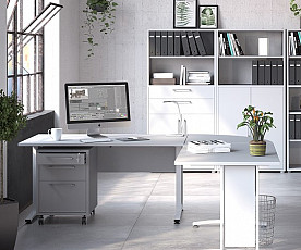 Pisalna Miza Prima Professional 04 Barva Bela + predalnik Mirage BREZPLAČNO, po naročilu