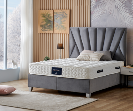 Boxspring postelja Queen, Komplet z dvižnim dnom, predalom in vzmetnico 180x200 , Barva siva