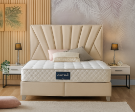 Boxspring postelja Queen, Komplet z dvižnim dnom, predalom in vzmetnico 180x200 , Barva bež, po naročilu