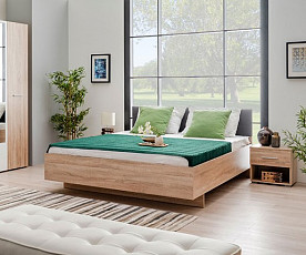 Posteljni okvir Rina 160x200 cm, Barva hrast, siva