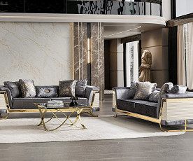 Sedežna garnitura 3+2 Rixos, Barva Siva, zlata / VZMETENO, po naročilu