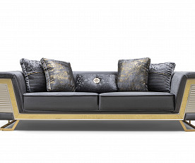 Sedežna garnitura 3+2 Rixos, Barva Siva, zlata / VZMETENO, po naročilu