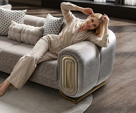 Sedežna garnitura 3+2 Romeo, Barva Bež, zlata / VZMETENO, po naročilu