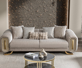 Sedežna garnitura 3+2 Romeo, Barva Bež, zlata / VZMETENO, po naročilu