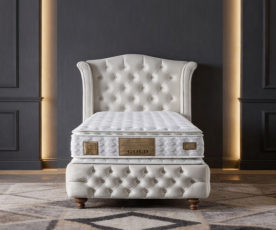 Boxspring postelja Royal, Komplet z dvižnim dnom, predalom in vzmetnico 90x200 , Barva bež, po naročilu