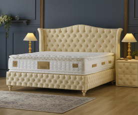 Posteljni okvir Royal 200x200 z dvižnim dnom in predalom, Barva bež, po naročilu