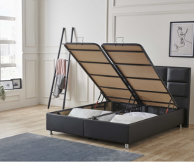 Boxspring postelja Style, Komplet z dvižnim dnom, predalom in vzmetnico 200x200 , Barva siva, po naročilu