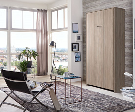 KOMPLET: Stenska postelja Smart 01, 90x200 z letvenim dnom in vzmetnico, Barva divji hrast, po naročilu