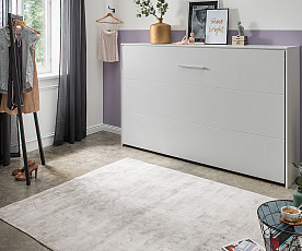 KOMPLET: Stenska postelja Smart 04, 140x200 z letvenim dnom in vzmetnico, Barva bela