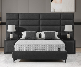 Boxspring KOMPLET Z VZMETNICO in NOČNIMA OMARICAMA Postelja Strongline 180X200 cm Barva siva. po naročilu