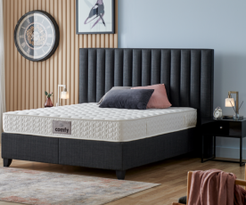 Boxspring postelja Style Komplet z dvižnim dnom, predalom in vzmetnico 180x200 , Barva siva, po naročilu