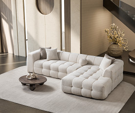 Sedežna garnitura Teddy Barva Siva, leva ali desna postavitev/ VZMETENO, po naročilu