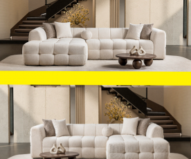 Sedežna garnitura Teddy Barva Bež, leva ali desna postavitev/ VZMETENO, po naročilu