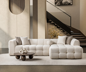 Sedežna garnitura Teddy Barva Siva, leva ali desna postavitev/ VZMETENO, po naročilu