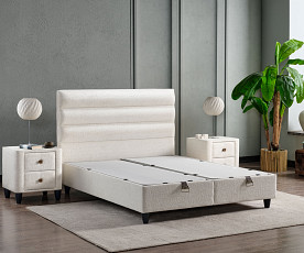 Boxspring postelja Thermo, Komplet z dvižnim dnom, predalom in vzmetnico 180x200 , Barva bež, po naročilu
