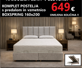 Boxspring postelja Mani, Komplet z dvižnim dnom, predalom in vzmetnico 160x200 , Barva siva, po naročilu OMEJENA KOLIČINA !!!