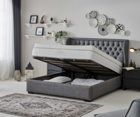 KOMPLET Z VZMETNICO: Postelja z dnom in vzmetnico VALENCIA 180x200 cm, Barva Siva