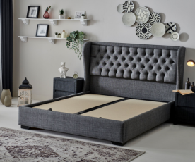 KOMPLET Z VZMETNICO: Postelja z dnom in vzmetnico VALENCIA 180x200 cm, Barva Siva