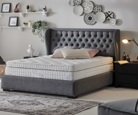 KOMPLET Z VZMETNICO: Postelja z dnom in vzmetnico VALENCIA 180x200 cm, Barva Siva