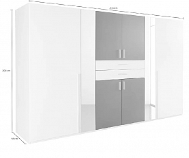 Omara Vana 6 vrat, 270 cm Barva divji hrast, ogledalo , po naročilu