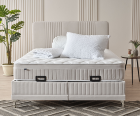 Boxspring postelja Victoria, Komplet z dvižnim dnom, predalom in vzmetnico 140x200 , Barva bež, po naročilu, OMEJENA KOLIČINA !!!