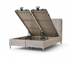 Boxspring postelja Victoria, Komplet z dvižnim dnom, predalom in vzmetnico 120x200 , Barva bež, po naročilu