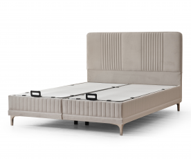 Boxspring postelja Victoria, Komplet z dvižnim dnom, predalom in vzmetnico 160x200 , Barva bež, po naročilu