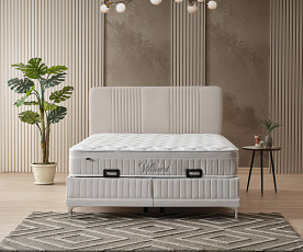 Boxspring postelja Victoria, Komplet z dvižnim dnom, predalom in vzmetnico 160x200 , Barva bež, po naročilu