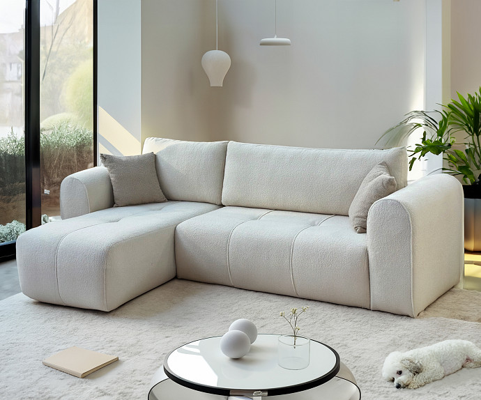 Sedežna garnitura Aurora Home Barva bež, leva ali desna postavitev / VZMETENO